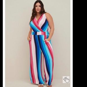 Torrid size 2 striped sleeveless super soft jumpsuit nwt